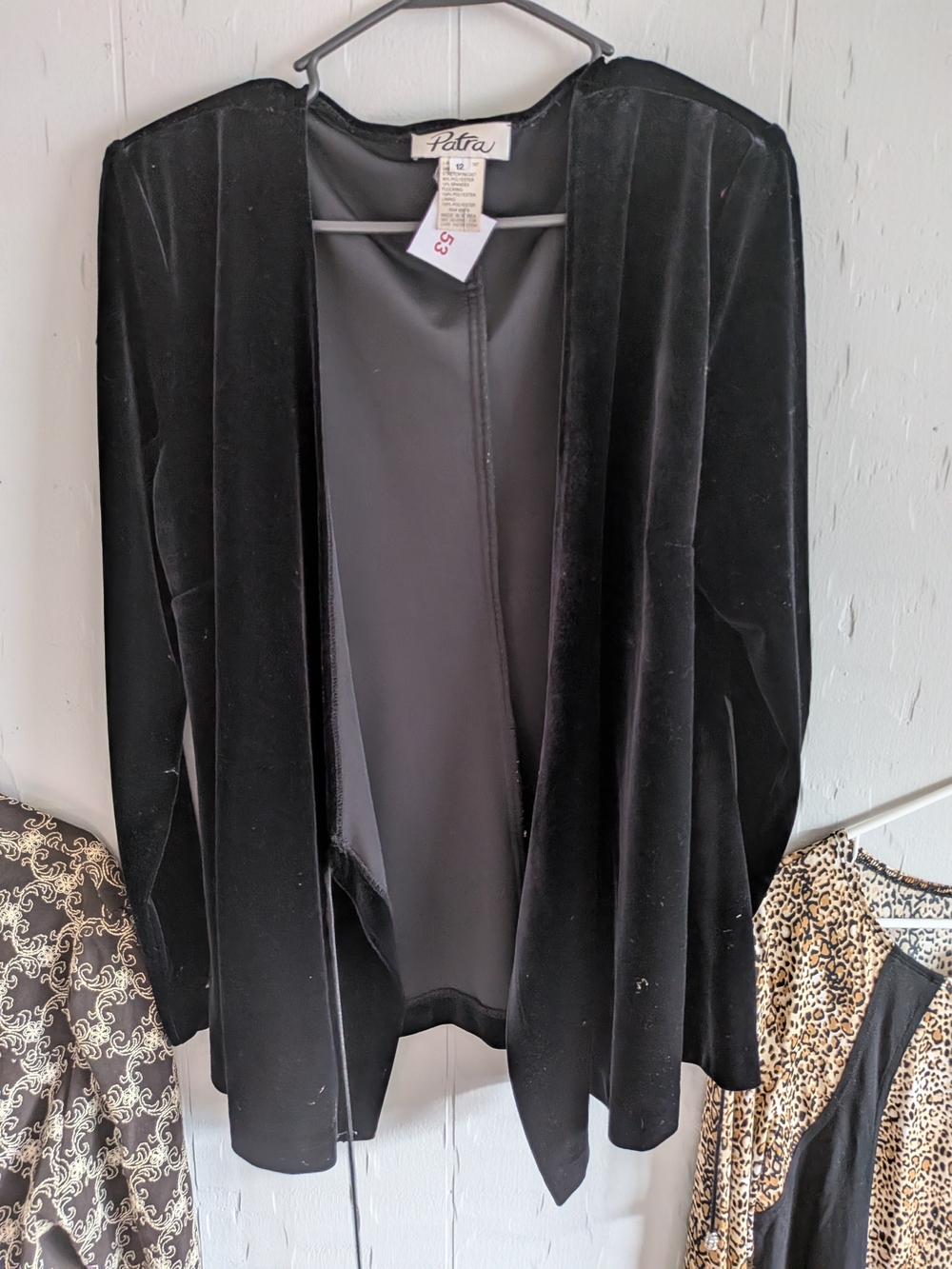 Patra Black Velvet Open Draped Blazer